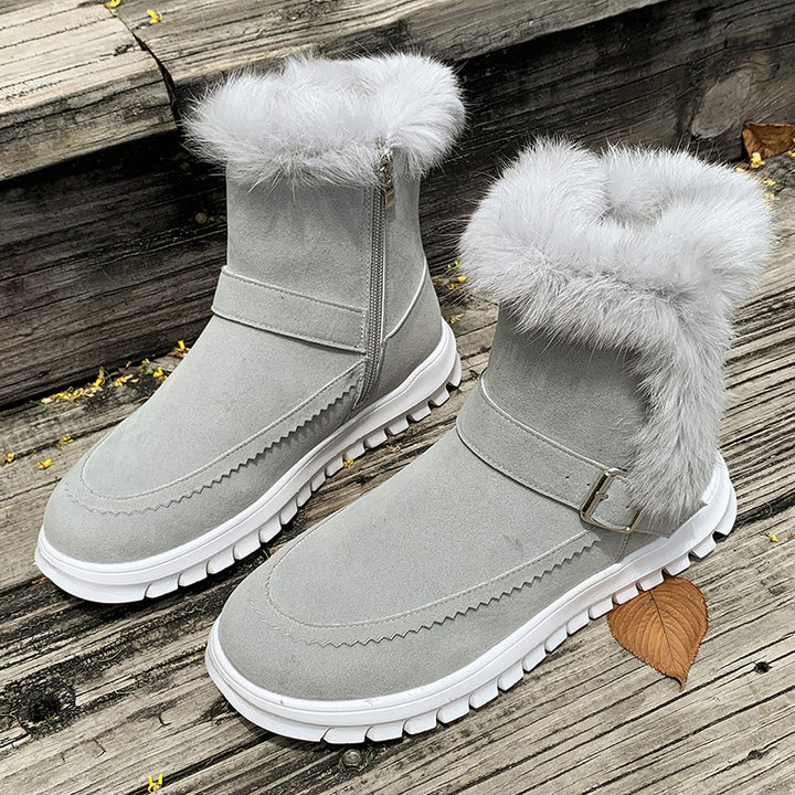 Damen Warmfutter-Stiefel mit modischem Fellbesatz Drune