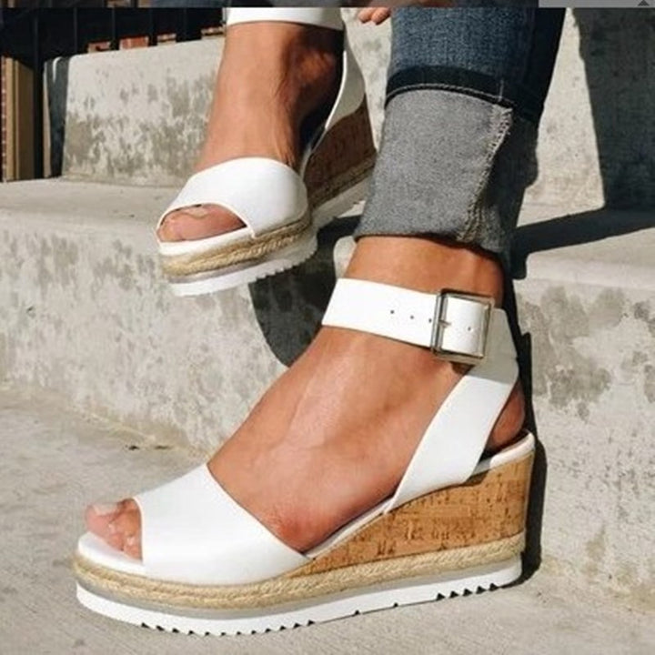 Damen Wedge-Sandaletten mit elegantem Kork-Design und verstellbarem Riemen Drune