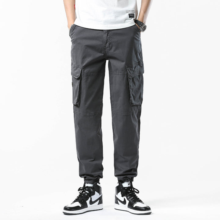 Herren Cargo-Joggerhose mit Kniepasse, elastischem Knöchelsaum und Großvolumigen Klappentaschen Drune