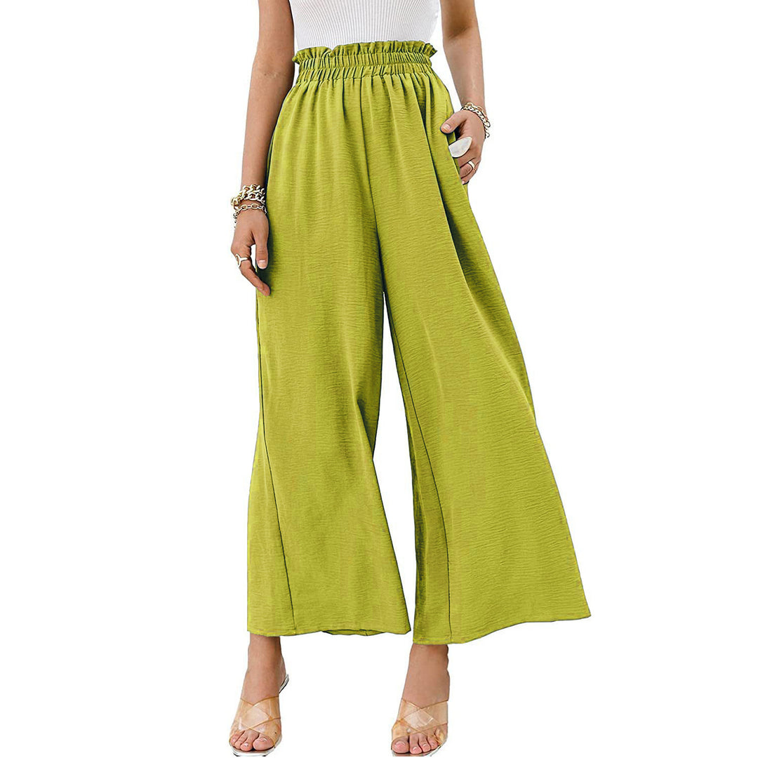 Damen Weite Palazzo-Hose mit elastischem Bund Drune