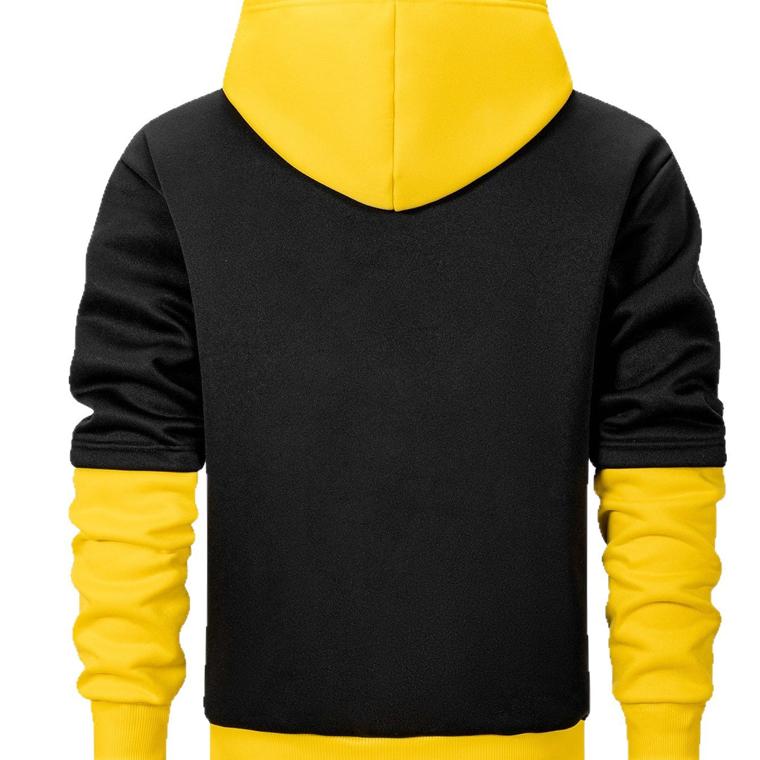 Herren Kapuzenpullover im Lagen-Look mit Kontrastkapuze und Kordelzug Drune