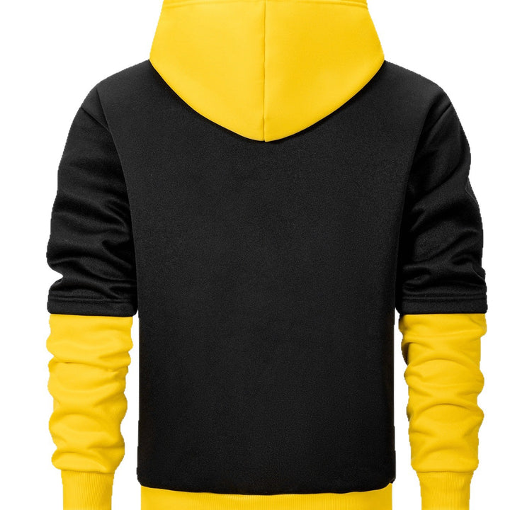 Herren Kapuzenpullover im Lagen-Look mit Kontrastkapuze und Kordelzug Drune