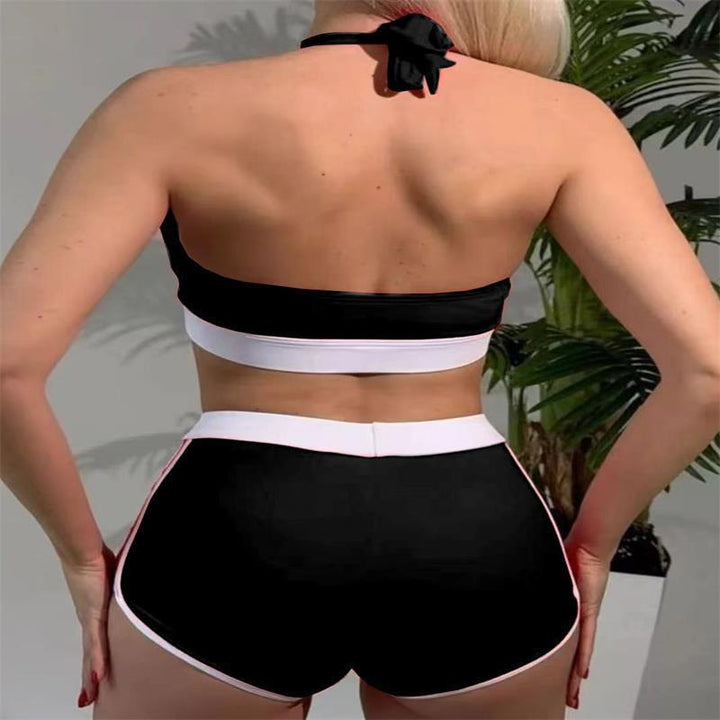 Damen Sport-Bikini-Set mit verstellbaren Trägern und hochgeschnittenen Shorts Drune