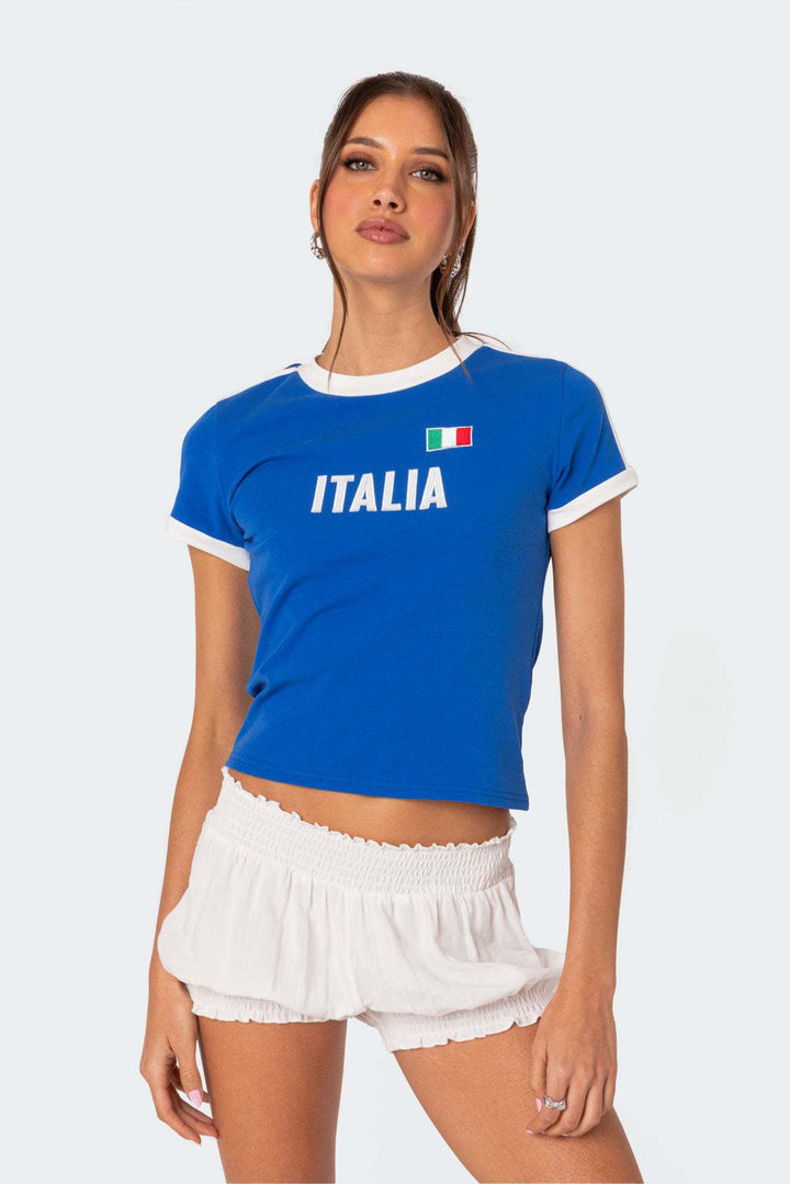 Damen Casual Graphic T-Shirt mit italienischem Thema Drune