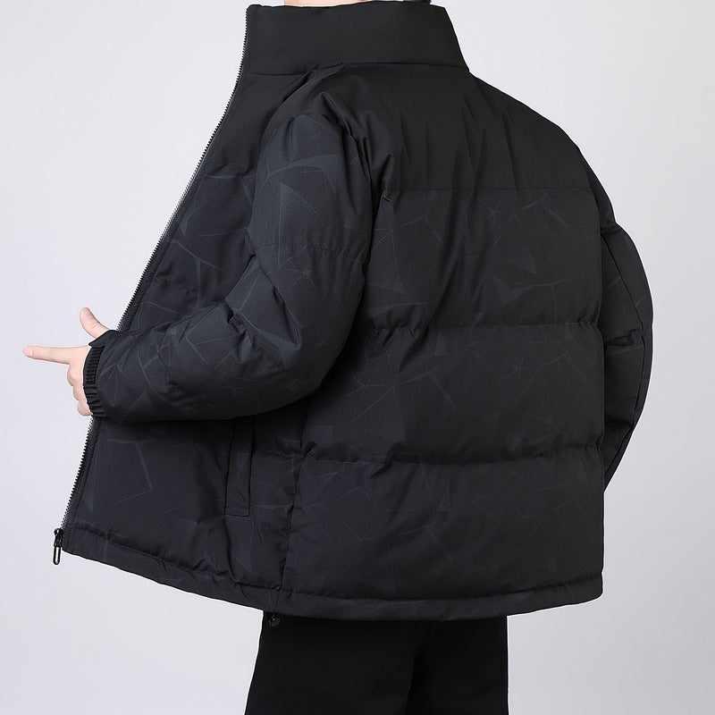 Herren Isolierte Winter-Steppjacke mit geometrischer Ton-in-Ton‑Steppung und hohem Stehkragen Drune