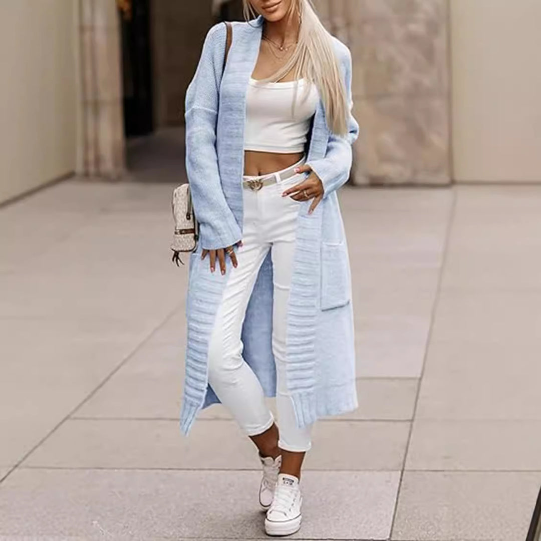 Damen Strickmantel mit lässigem Schnitt und tiefen Taschen Drune