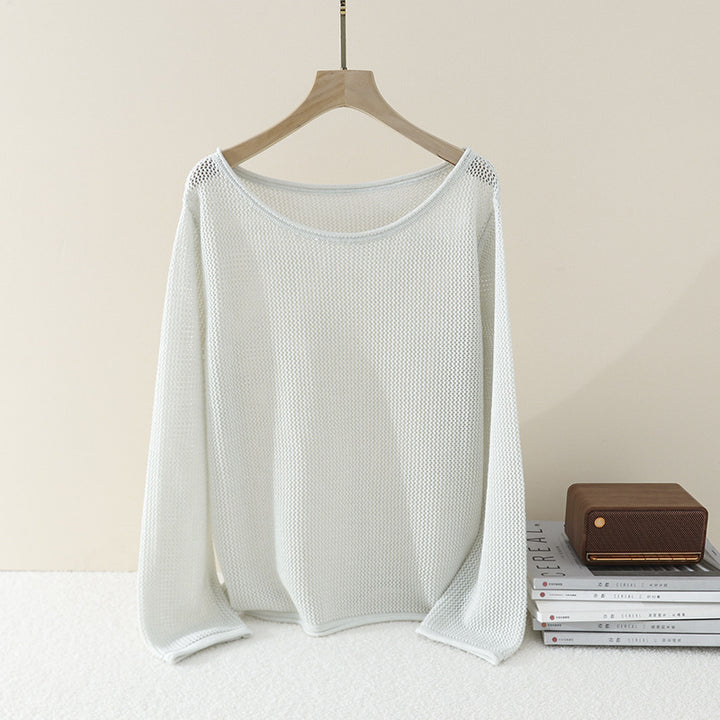 Damen Lockerer Feinstrick-Pullover mit U-Boot-Ausschnitt und Waffelstruktur Drune