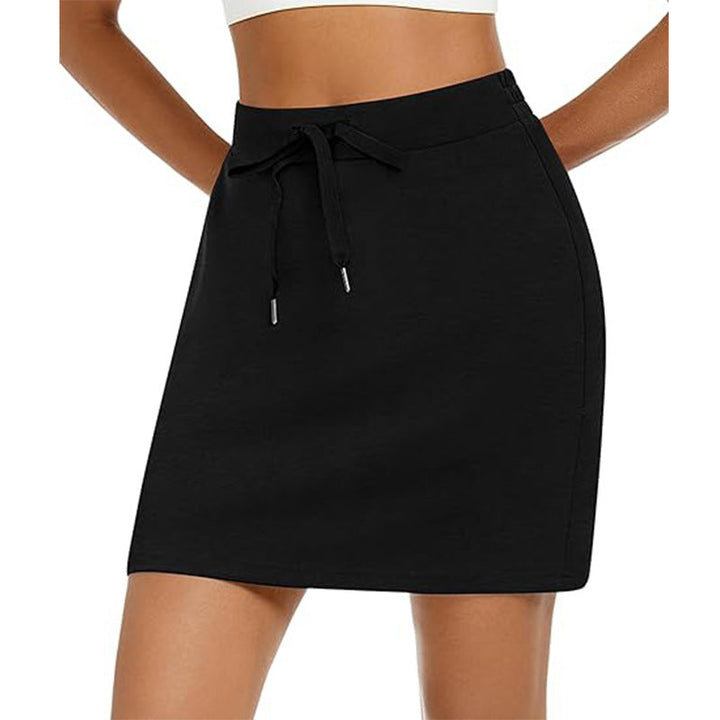 Damen Sportlicher Minirock mit Verstellbarem Kordelzug und Seitlichen Taschen Drune