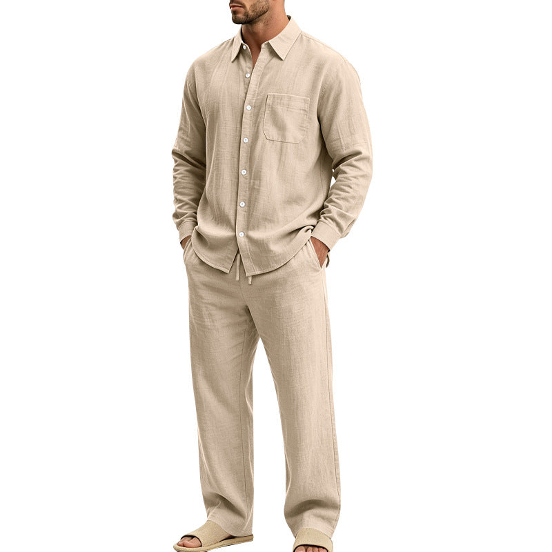 Herren legeres Leinen-Hemd mit weiter Lounge-Hose Drune