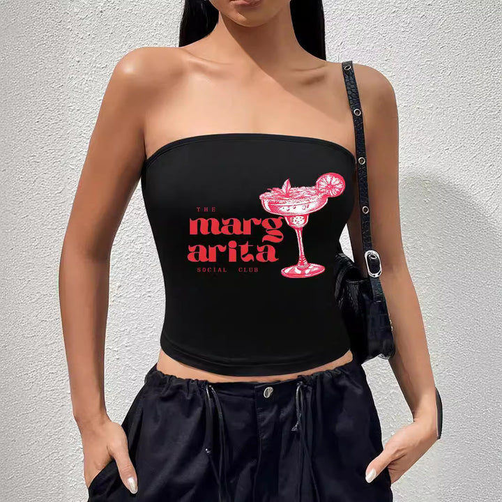 Damen Bandeau-Top mit auffälligem Statement-Aufdruck Drune