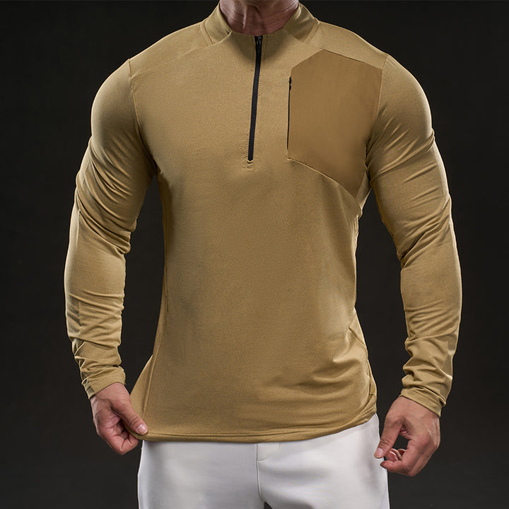 Herren Atmungsaktives Funktions-Langarmshirt mit kurzem Reißverschluss und Slim‑Fit Drune