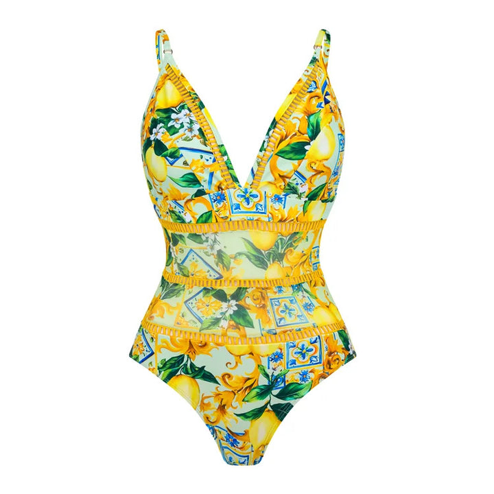 Damen Einteiler-Badeanzug mit floralem Mustermix und raffinierten Cut-Outs Drune