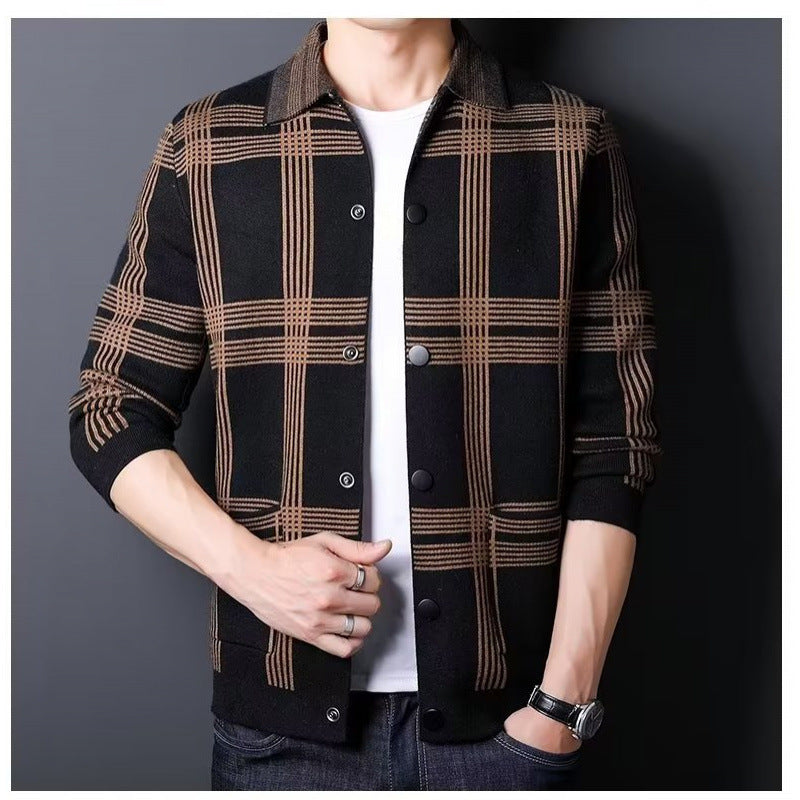 Herren Karierte Strickjacke mit modernem Schnitt Drune