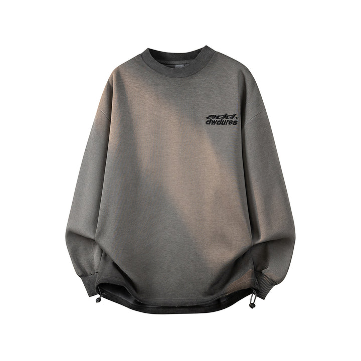 Damen Oversize-Sweatshirt mit gesticktem Schriftzug, abgerundetem Saum & überschnittener Schulter Drune