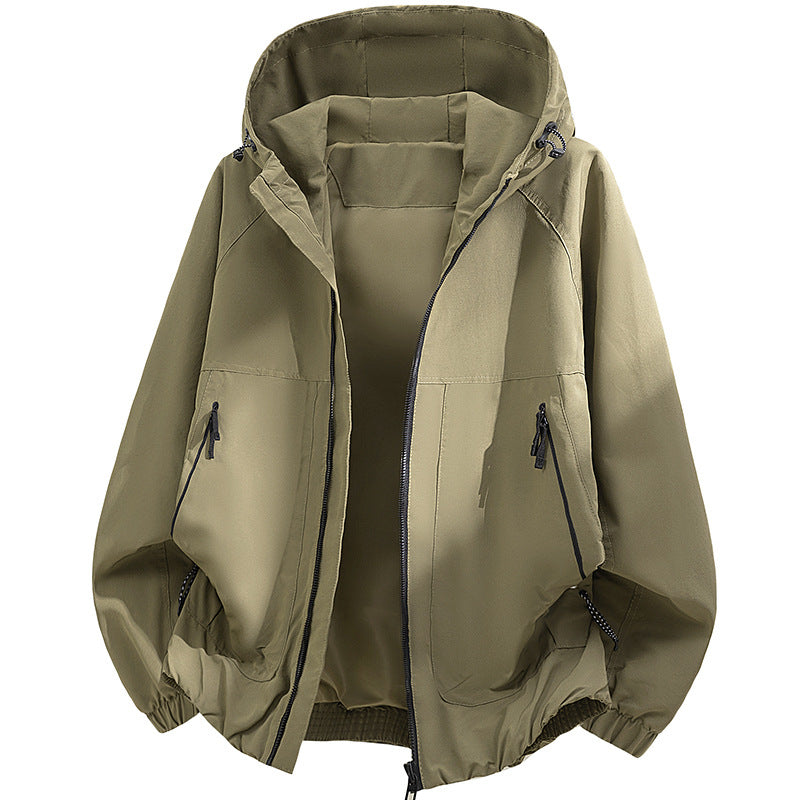 Herren Oversized Kapuzen‑Softshelljacke mit technischer Oberfläche und Kordelzugsaum Drune
