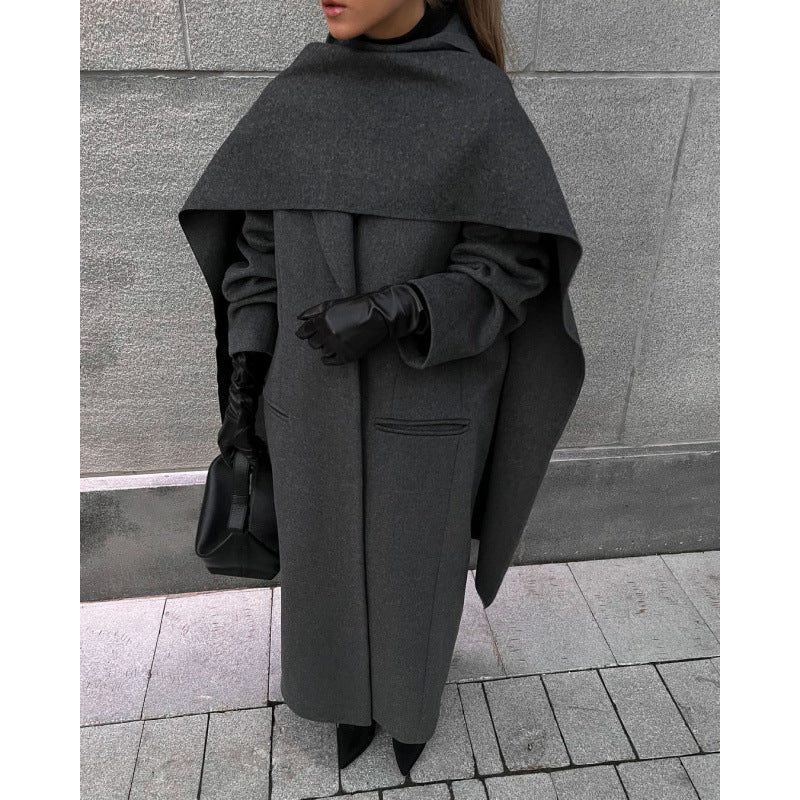 Damen Eleganter Cape Mantel aus hochwertigem Wollmix Drune