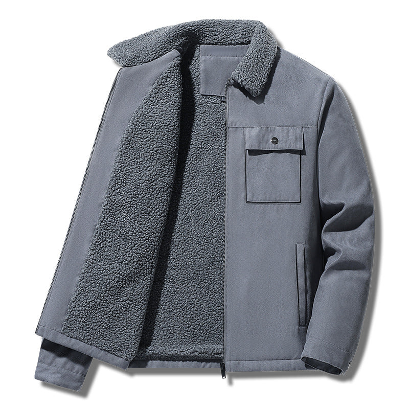 Herren gefütterte Sherpa-Canvas-Jacke mit Reißverschluss Drune
