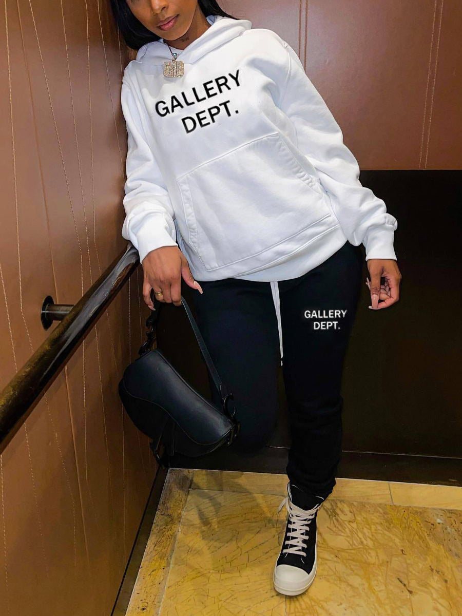 Damen urbanes Hoodie und Jogginghose Set mit modischem Schriftzug Drune