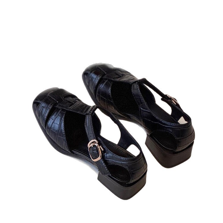 Damen Slingback Sandalen mit stilvollem Krokodillederdesign Drune
