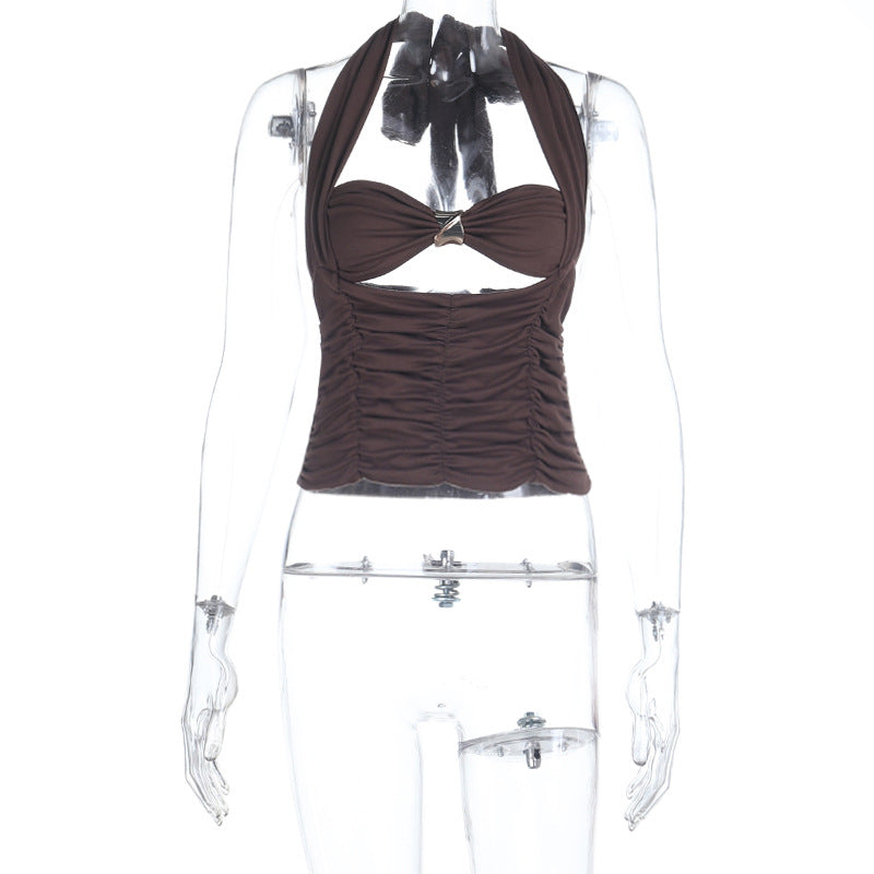 Damen Halter-Crop-Top mit gerafftem Design Drune