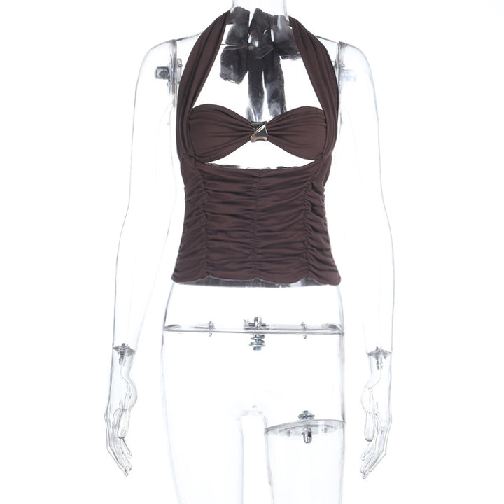 Damen Halter-Crop-Top mit gerafftem Design Drune