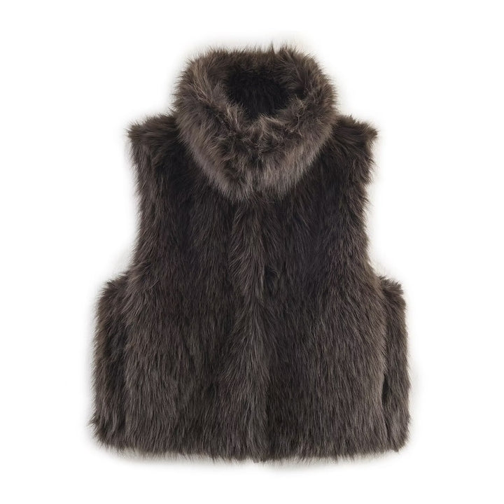 Damen Ärmellose Teddy‑Plüschweste mit hohem Stehkragen und dichtem Hochflor Drune