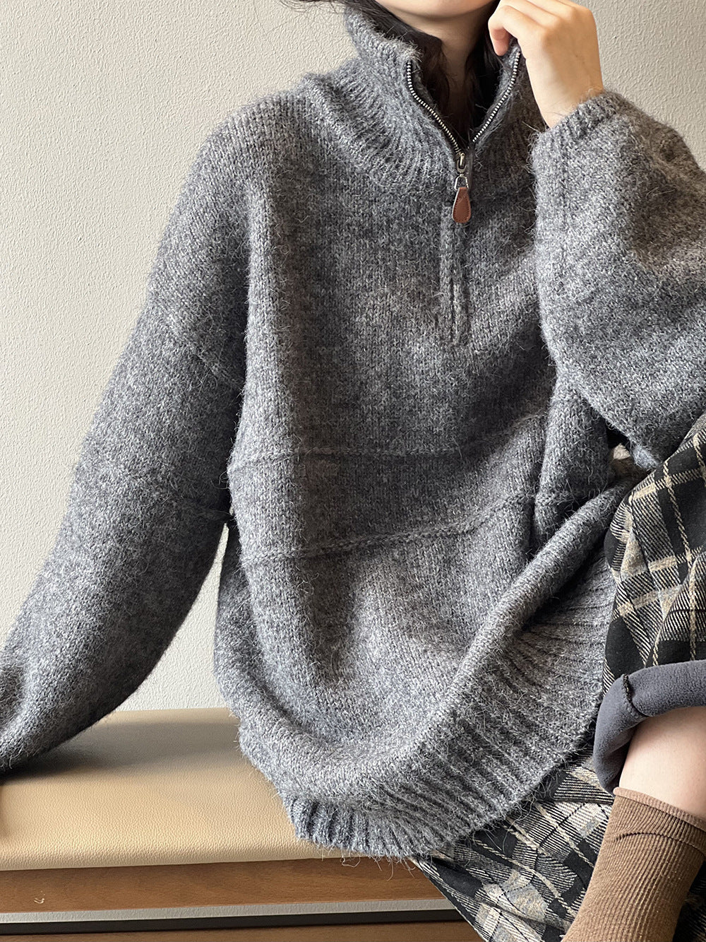 Drune Soft Touch Halzip-Pullover mit Stehkragen
