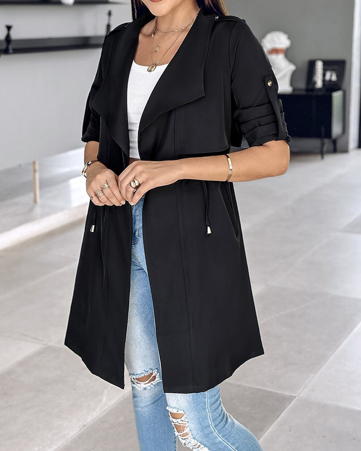 Damen Modische Trenchjacke mit lässigem Schnitt und praktischen Taschen Drune
