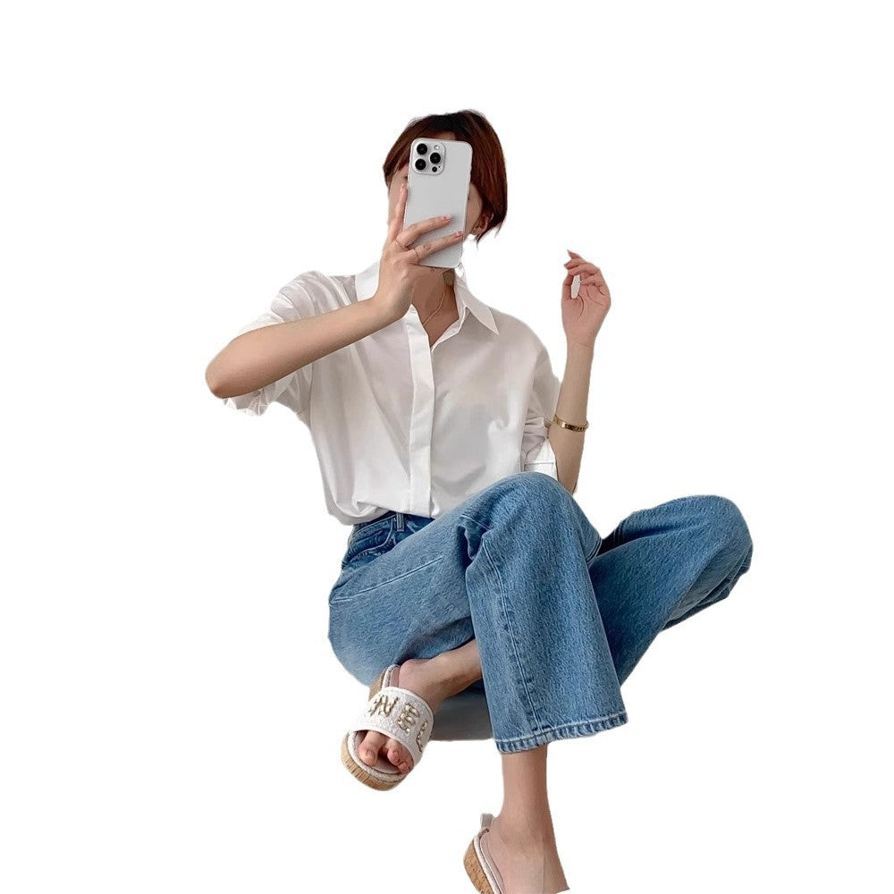 Damen Stilvolle Oversized Bluse Drune