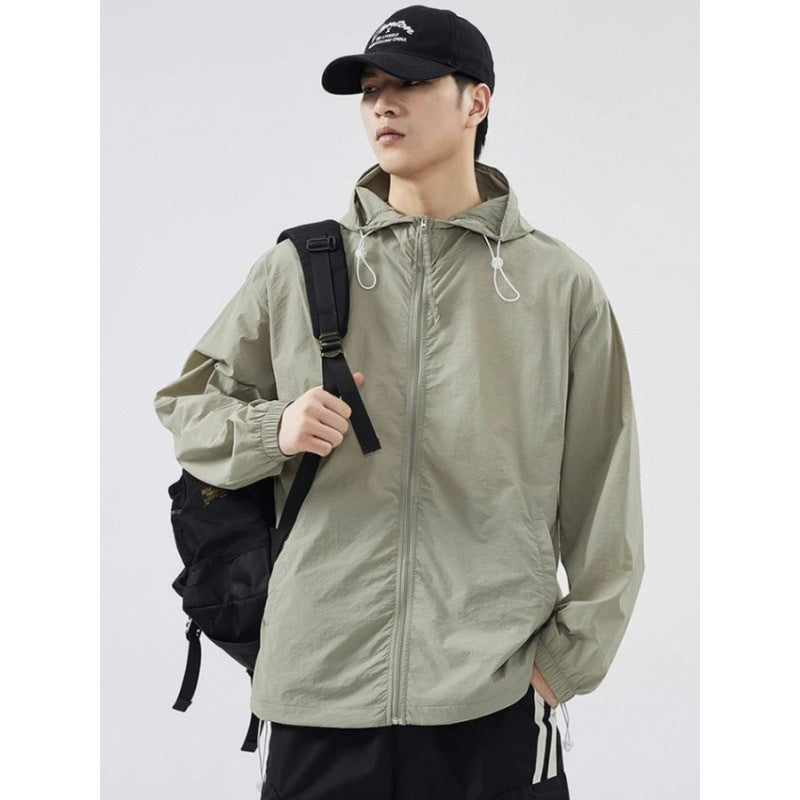 Herren leichte Windjacke mit praktischen Taschen und verstellbarem Kapuzen-Design Drune