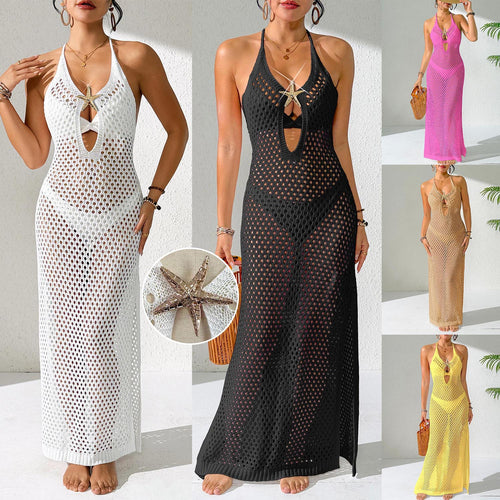 Damen transparenter Häkelstrandkleid Drune