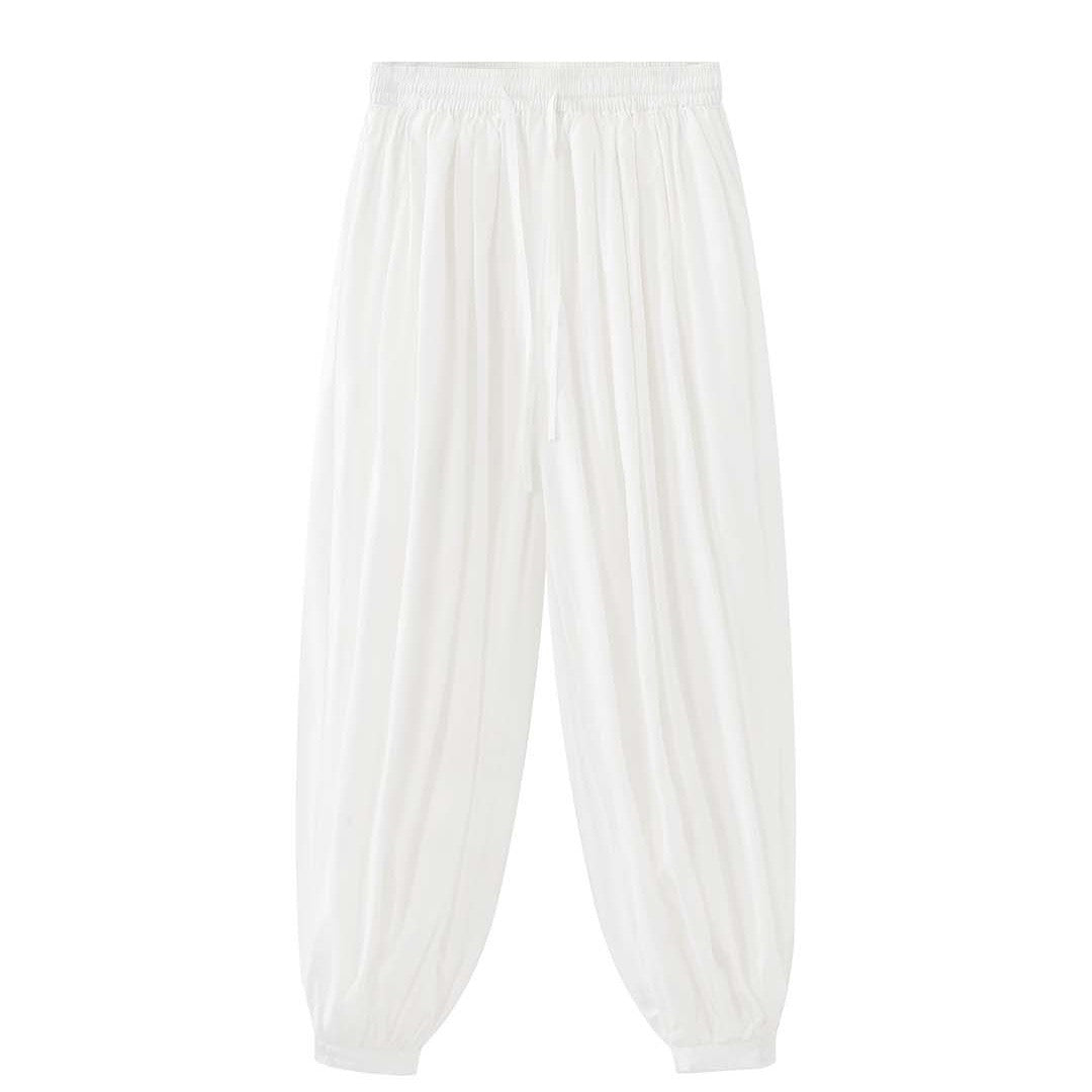 Damen Weite Balloon-Culotte mit hohem Elastbund und gekräuselter Leinenoptik Drune