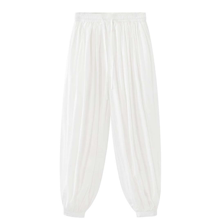 Damen Weite Balloon-Culotte mit hohem Elastbund und gekräuselter Leinenoptik Drune
