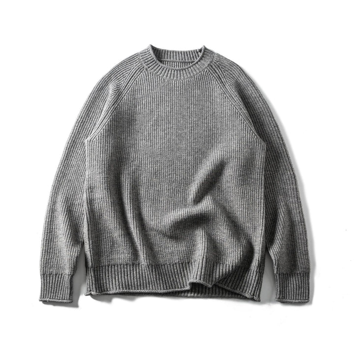 Herren Rippstrickpullover mit Rundhals und Raglanärmeln Drune