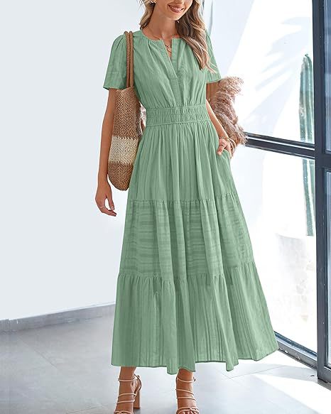 Damen Maxi-Kleid aus leichtem, gestreiftem Stoff Drune