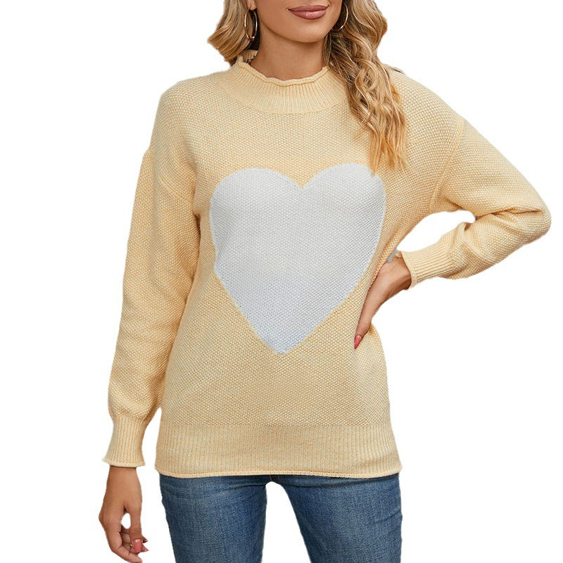 Damen modischer Pullover mit Herz-Print Drune