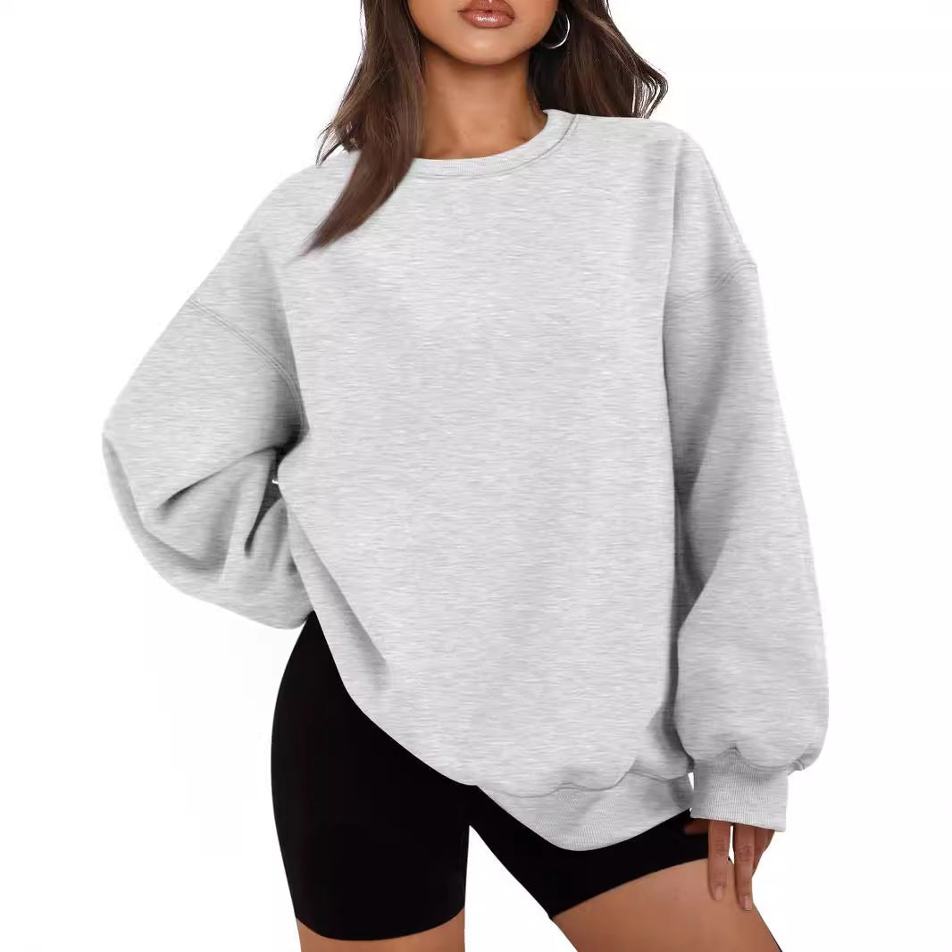 Damen nan Boxy-Crewneck-Sweat mit extraweiter Passform, Raglanärmeln und weichem Fleece-Innenfutter Drune