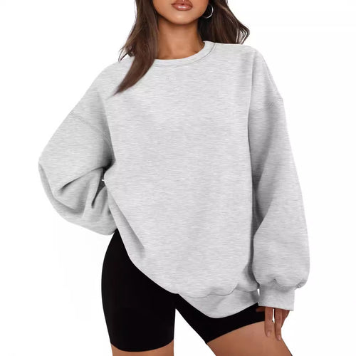 Damen nan Boxy-Crewneck-Sweat mit extraweiter Passform, Raglanärmeln und weichem Fleece-Innenfutter Drune