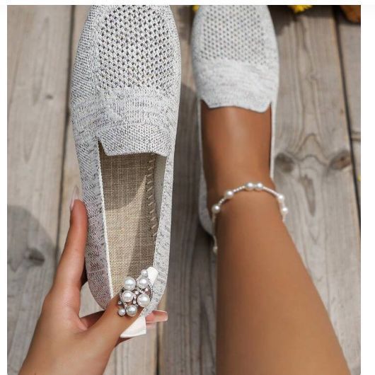 Damen Atmungsaktive Gestrickte Hineinschlüpfschuhe mit Flexibler Laufsohle Drune