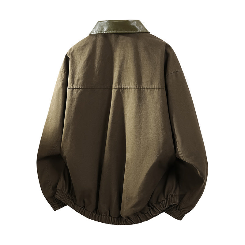 Herren Oversize Coach-Jacke mit glänzendem Kragen, verdeckter Druckknopfleiste und elastischem Saum Drune