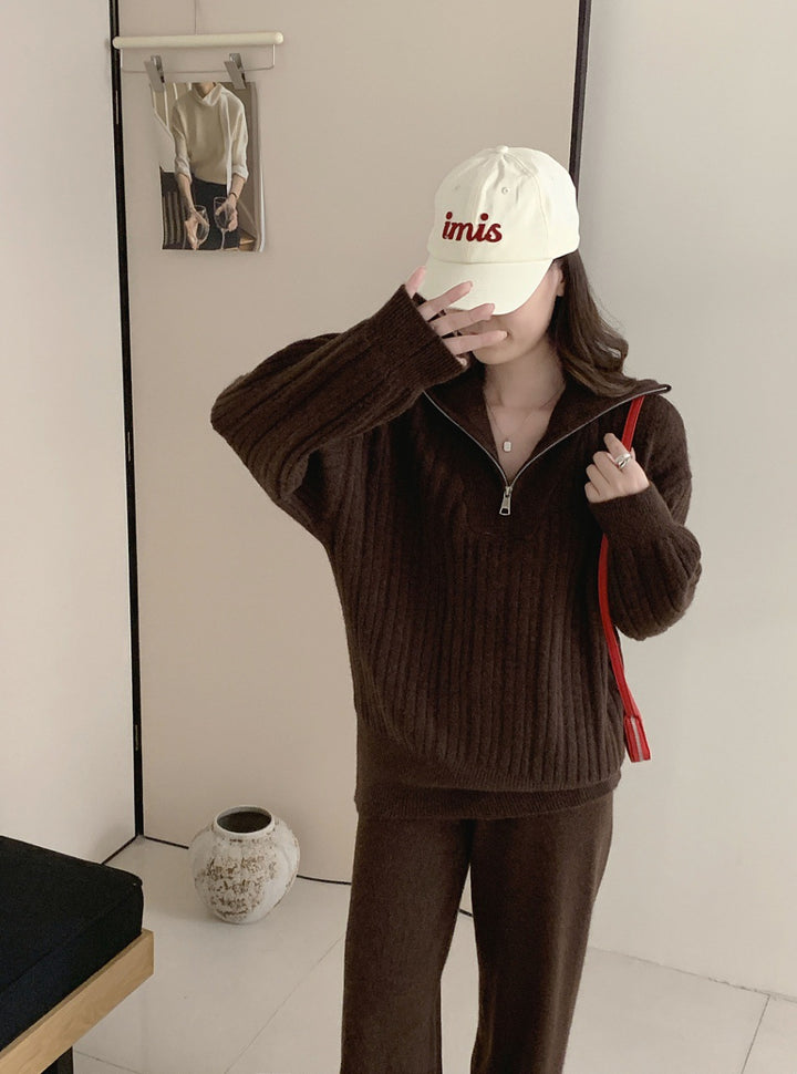 Damen Modischer Pullover mit Reißverschluss Drune