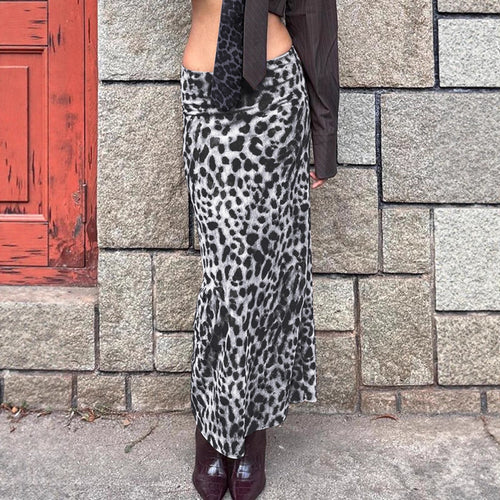 Damen Maxi-Rock mit elegantem Leoprint und hohem Schlitz Drune