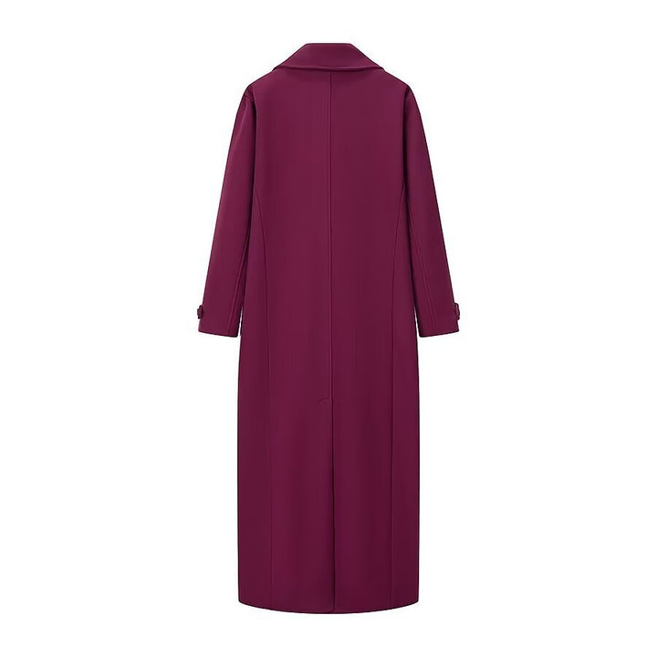 Damen Maxilanger zweireihiger Mantel mit Oversize-Revers und Ärmelriegeln Drune