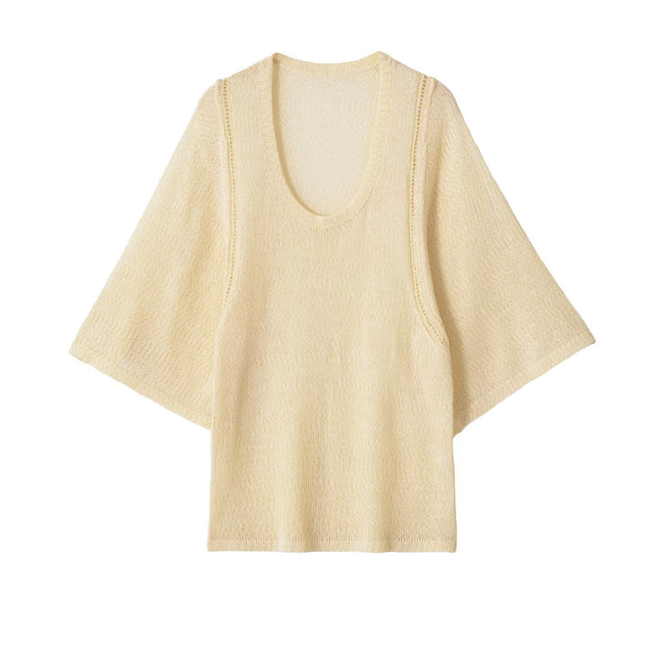 Damen Leichter Strickponcho mit weitem Arm und U-Ausschnitt Drune