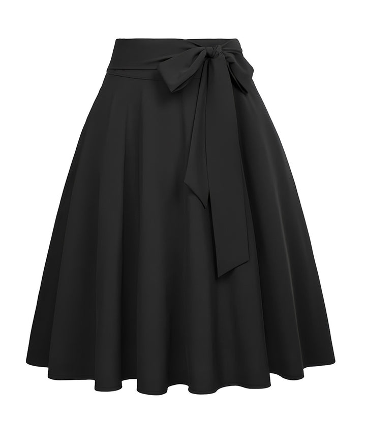 Damen schwingender Midirock mit Rückenschleife