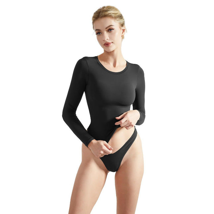 Damen Langarm-Top mit Raffung und figurbetontem Schnitt Drune
