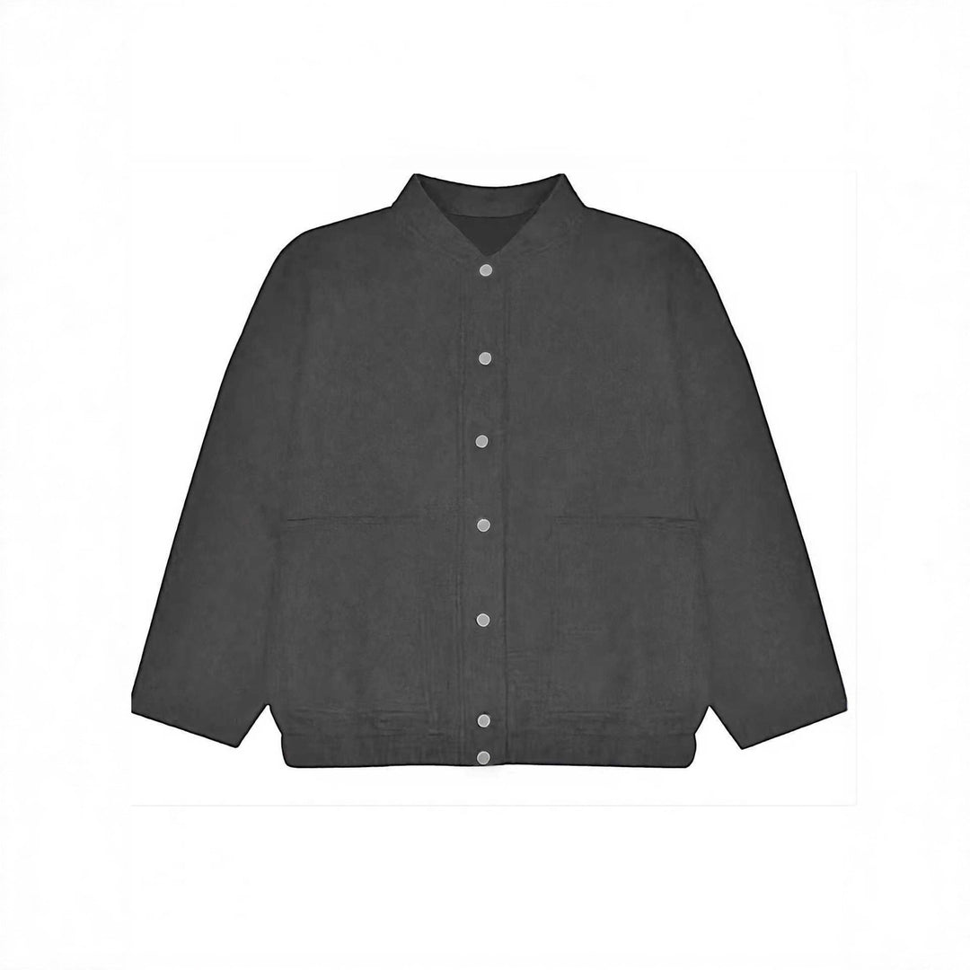 Damen nan kuschelige Fleece-Bomberjacke mit Stehkragen Rippbund und Druckknopfleiste Drune