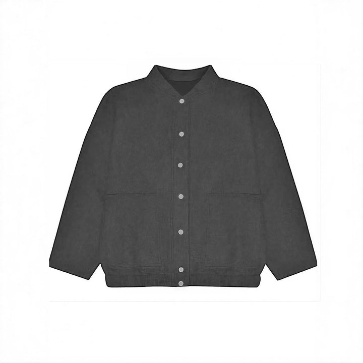 Damen nan kuschelige Fleece-Bomberjacke mit Stehkragen Rippbund und Druckknopfleiste Drune
