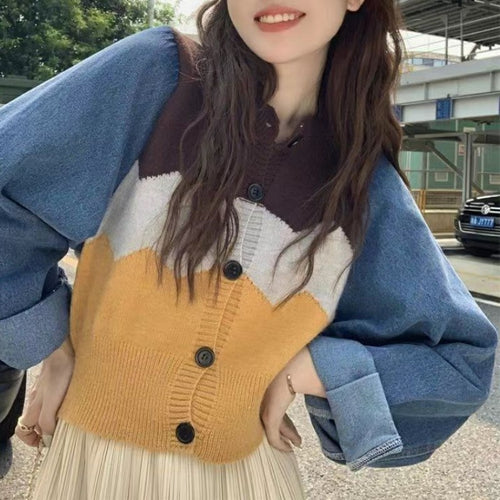 Damen Trendige Strickjacke mit modernen Farbakzenten Drune