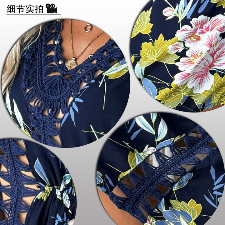 Damen Strandtunika mit floralen Details und raffiniertem Schnitt Drune
